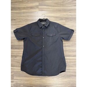 Nick Danger Mens Shirt Roll Tab Short Sleeve Button Up Black Size L